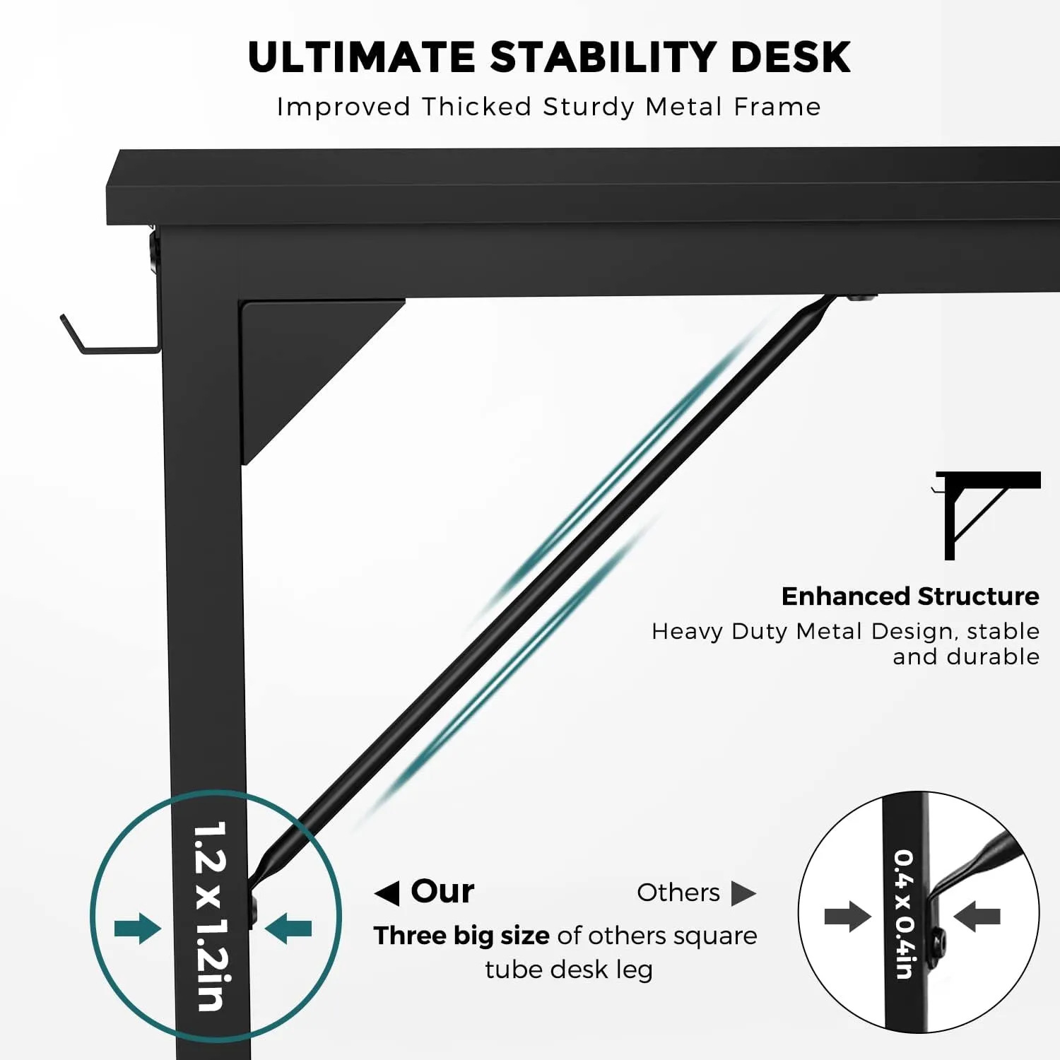 DUMOS 32 Inch Small Computer Office Desk Modern Simple Style Writing Study Work Table for Home Bedroom - Modern Black