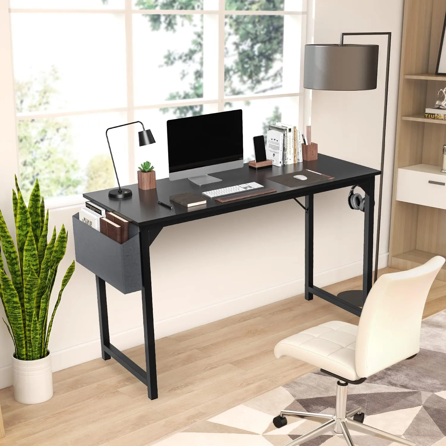 DUMOS 32 Inch Small Computer Office Desk Modern Simple Style Writing Study Work Table for Home Bedroom - Modern Black