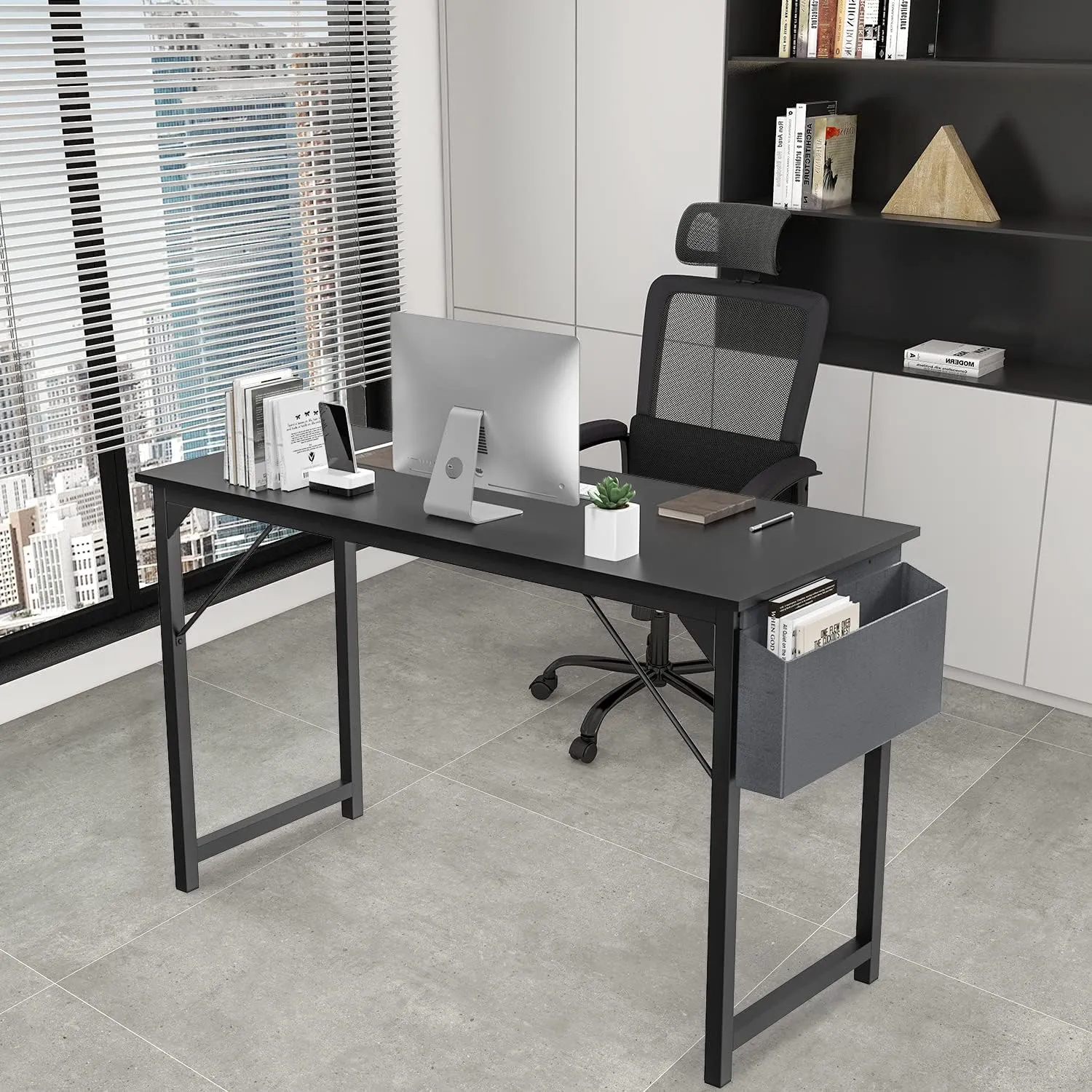 DUMOS 32 Inch Small Computer Office Desk Modern Simple Style Writing Study Work Table for Home Bedroom - Modern Black