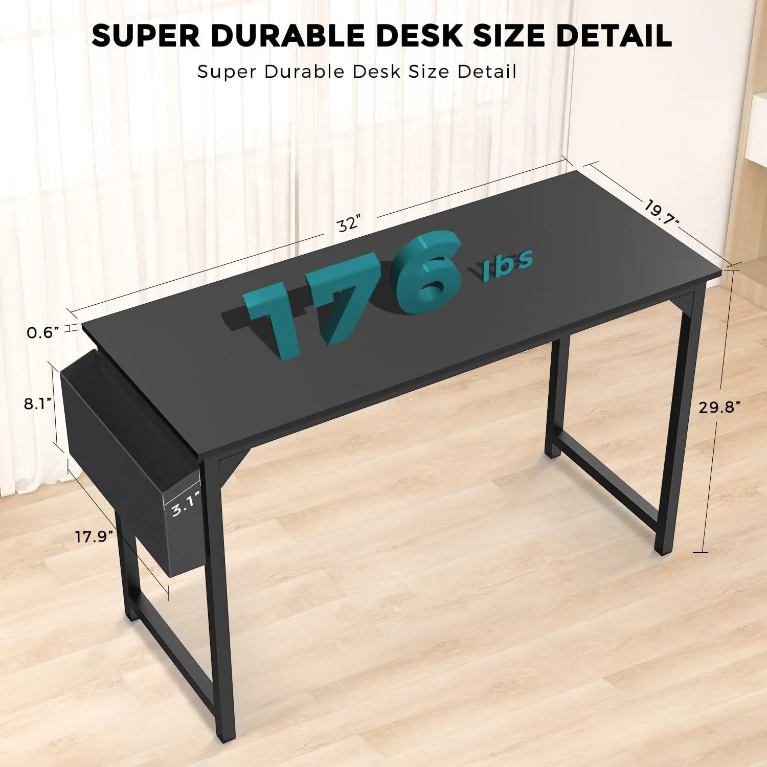 DUMOS 32 Inch Small Computer Office Desk Modern Simple Style Writing Study Work Table for Home Bedroom - Modern Black