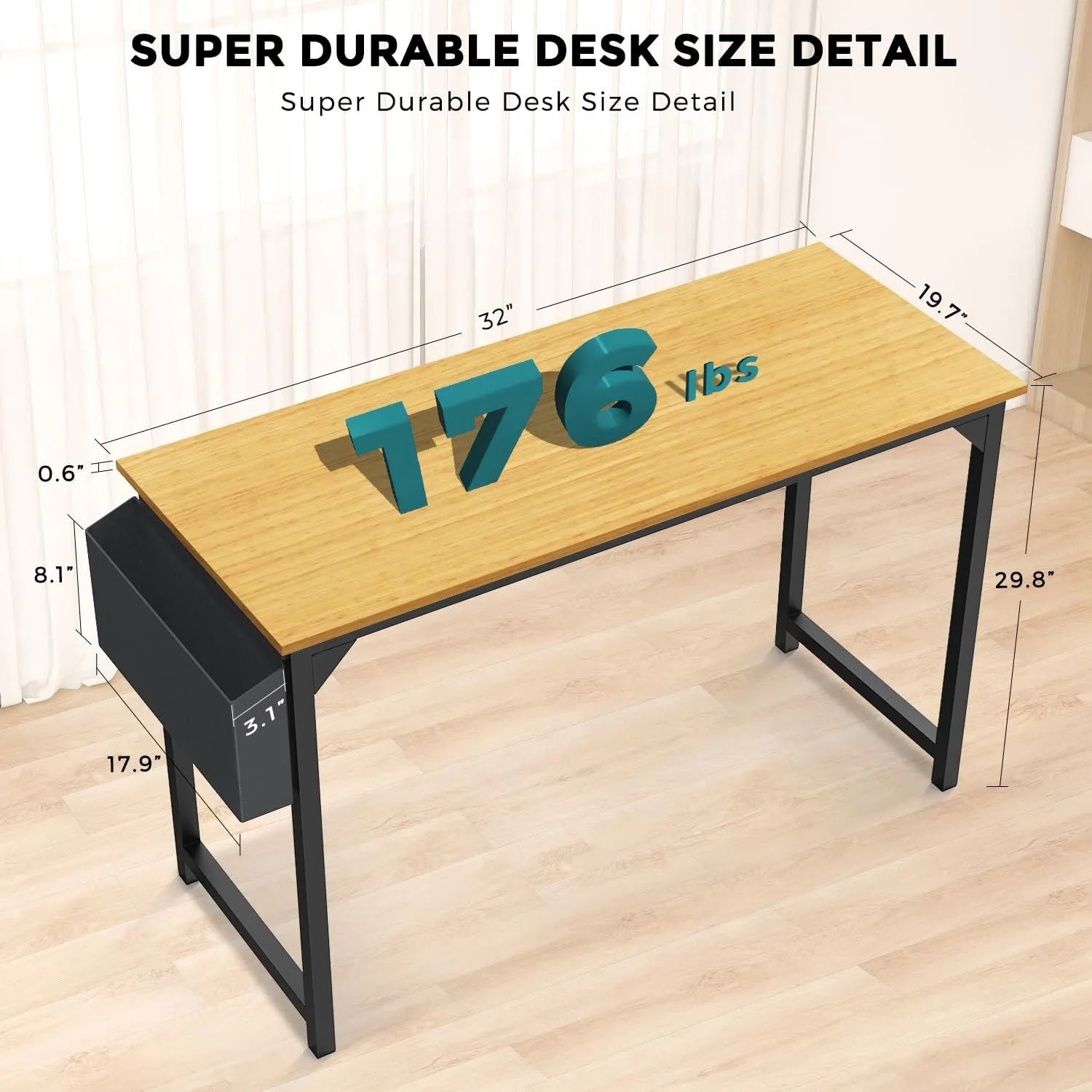 DUMOS 32 Inch Small Computer Office Desk Modern Simple Style Writing Study Work Table for Home Bedroom - Original Wood