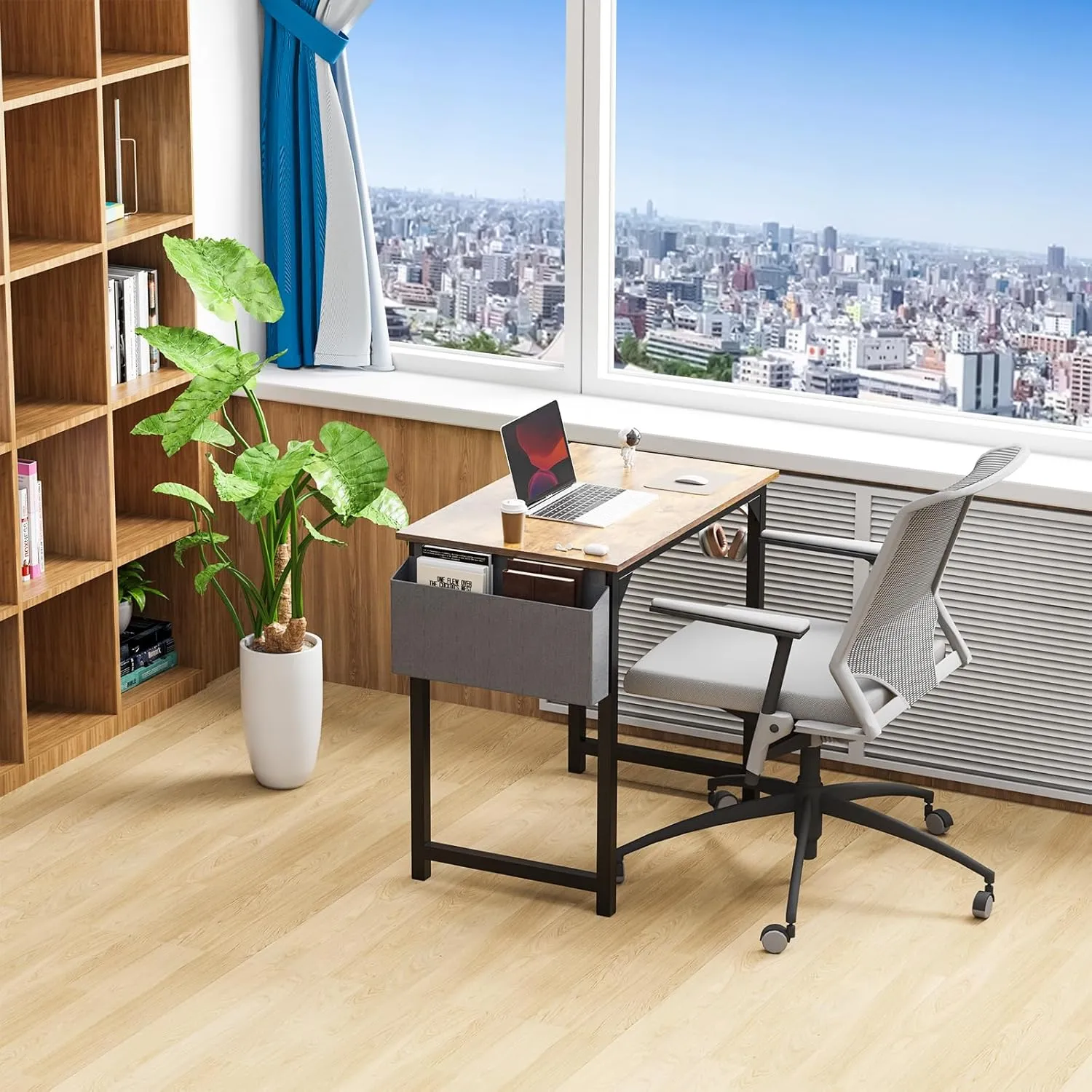 DUMOS 32 Inch Small Computer Office Desk Modern Simple Style Writing Study Work Table for Home Bedroom - Rustic Brown