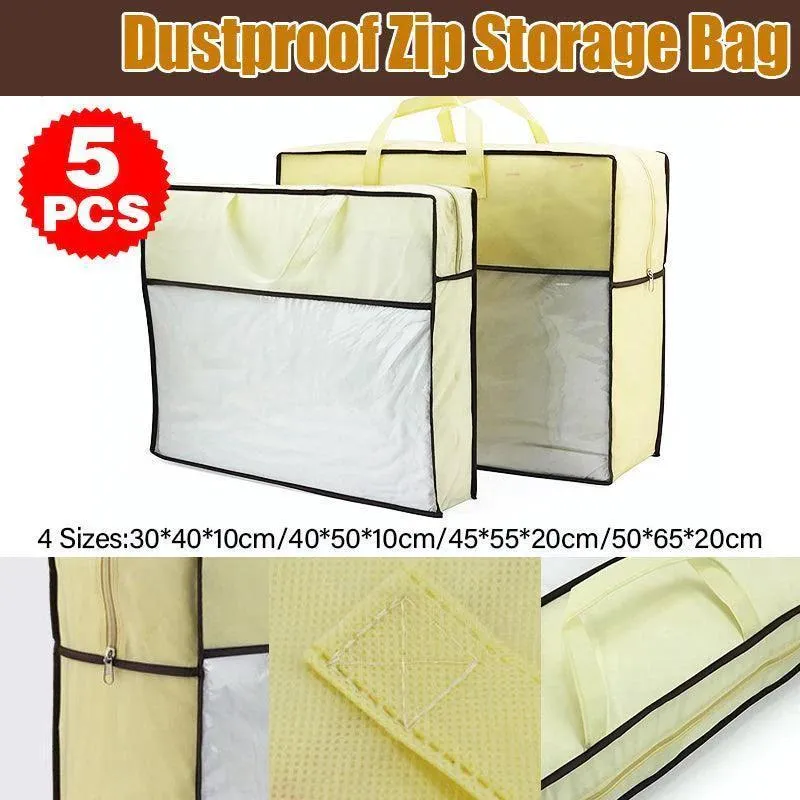 Dustproof Storage Bags 5PCS Beige PVC Non-Woven Fabric