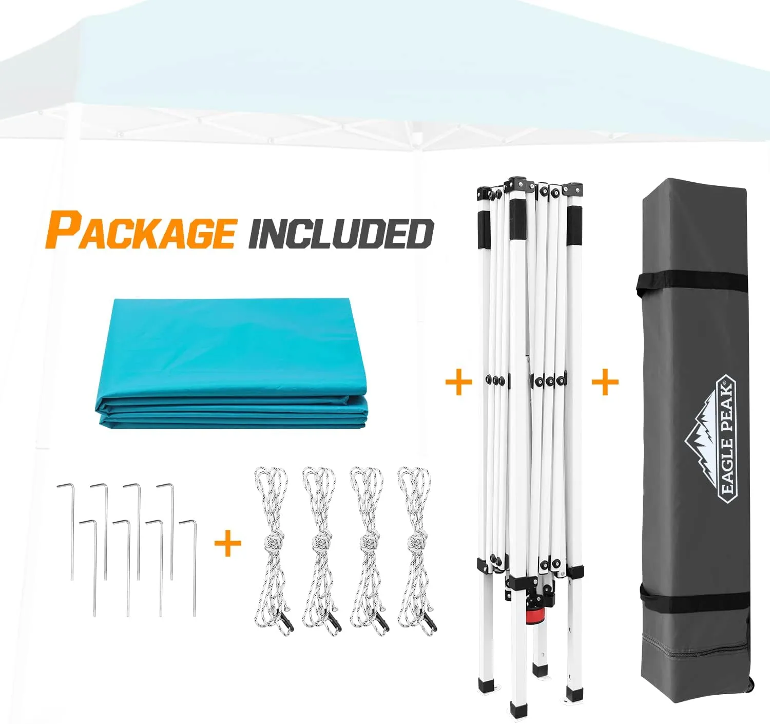 EAGLE PEAK 10x10 Slant Leg Pop-up Canopy Tent Easy One Person Setup Instant Outdoor Beach Canopy Folding Portable Sports Shelter 10x10 Base 8x8 Top (Turquoise)
