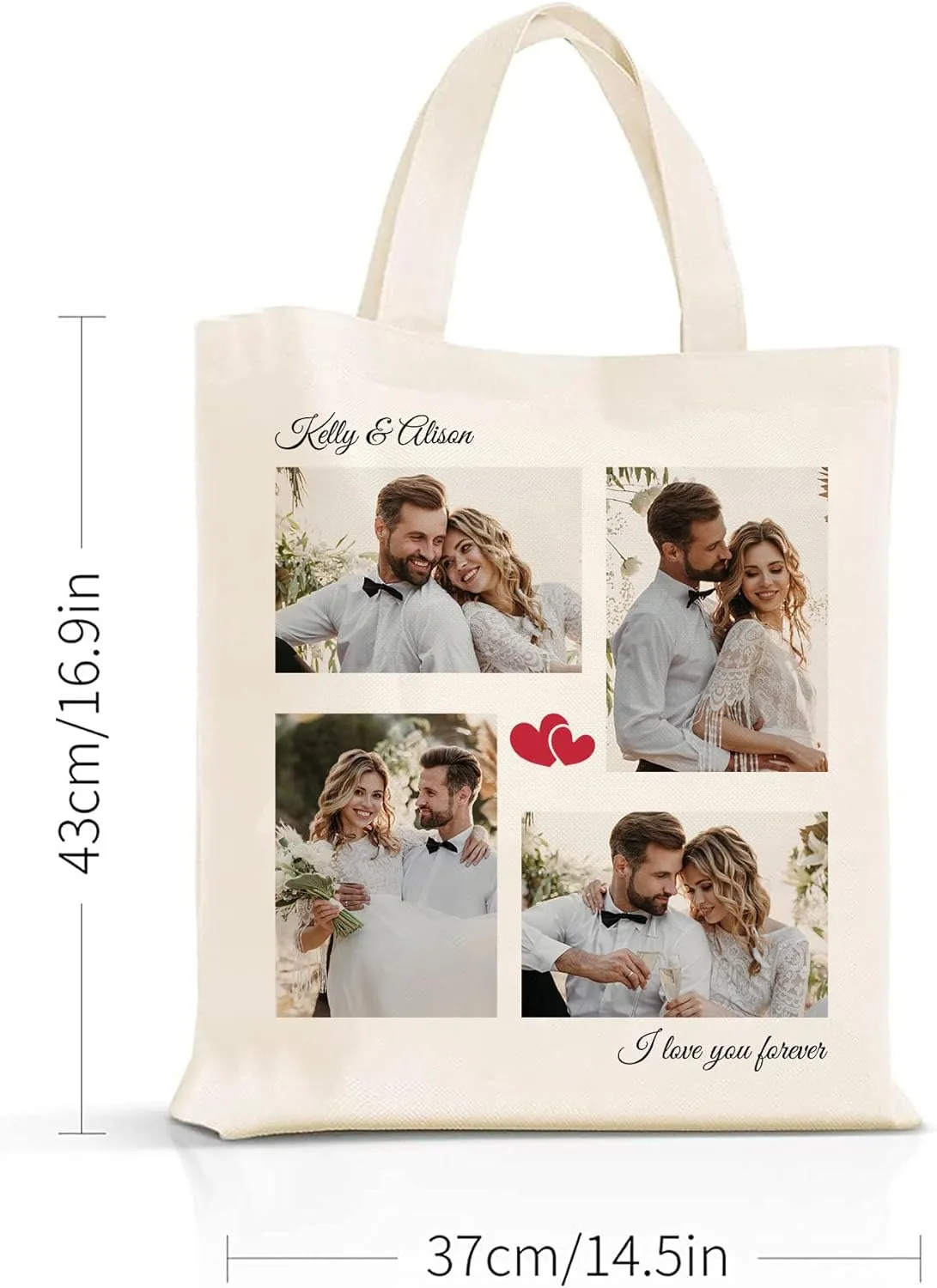 Easycosy Personalized Tote Bag Canvas Tote Bag with Picture Text Customized Reusable Grocery Bag Floral Gifts Bag for Women