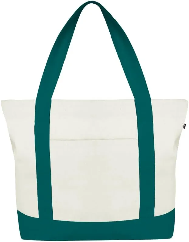 Ecoright Canvas Tote Bag for Women with Zip & Inner Pocket, 100% Organic Cotton Tote Bags for Men, Shopping, Beach