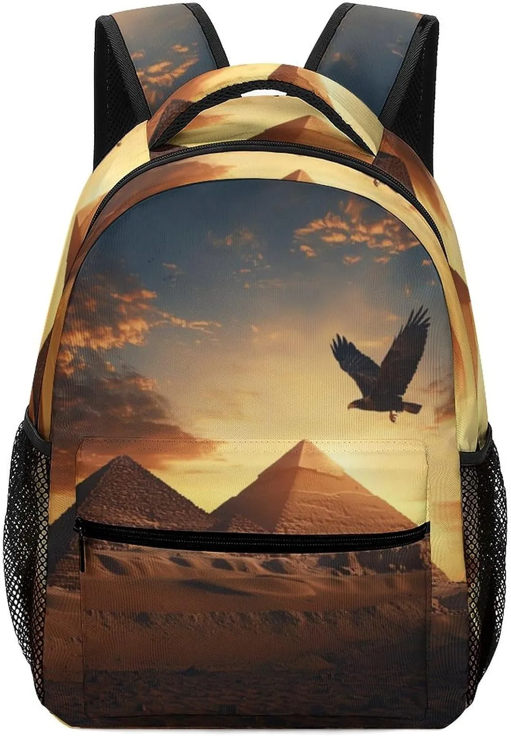 Egyptian Pyramids Flying Ea-gle Laptop Backpack Durable Travel Daypack Casual Shoulder Bag for Sport Hiking