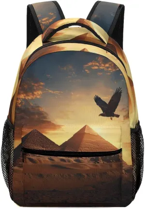 Egyptian Pyramids Flying Ea-gle Laptop Backpack Durable Travel Daypack Casual Shoulder Bag for Sport Hiking