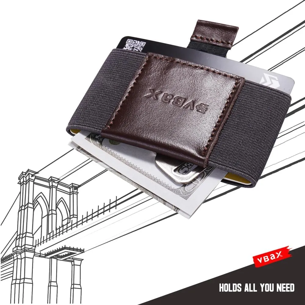 Elastic Wallet - Small Minimalists Slim Front Pocket Credit Card Holder for Men & Women (Kangsa, Pull Tab Leather)