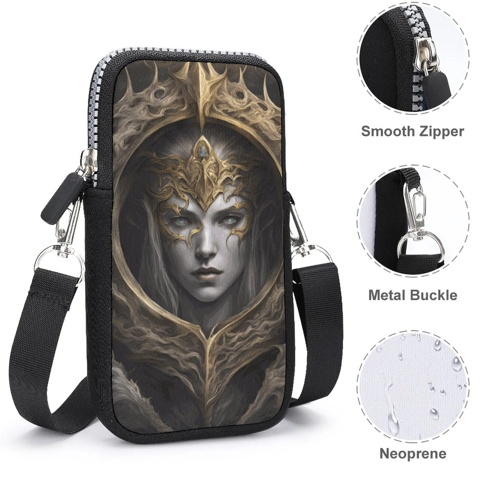 Elden Ring Queen Cell Phone Crossbody Pouch, a perfect gift for your gamer friend!