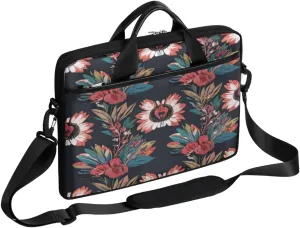 Elegant Flower Laptop Bag for Women Men 13-15 Inch Computer Briefcase Bag Lightweight Notebook Shoulder Messenger Bag