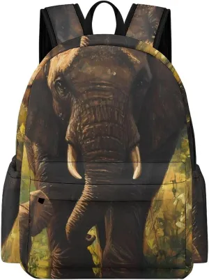 Elephant Calf in The Forests Backpack for Mens Womens Shoulder Backpacks Travel Bag Laptop 16.5x11.8x5.9in