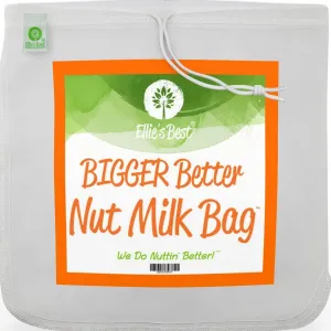 Ellie's Best Pro Quality Nut Milk Bag - Big 12"X12" Commercial Grade - Reusable Almond Milk Bag & All Purpose Strainer – Fine Mesh Nylon Cheesecloth & Cold Brew Coffee Filter - Free Recipes & Videos