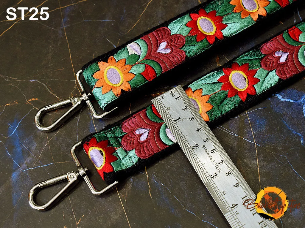 Embroidered Purse Strap Crossbody Strap for Purses Boho Bags Strap Embroidery Replacement Strap Boho Guitar Strap Handbag Strap gift for her