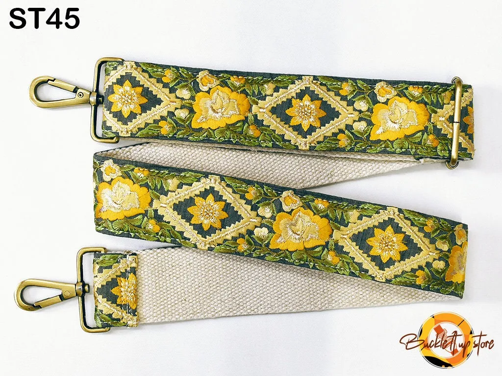 Embroidered Purse Strap Crossbody Strap for Purses Handbag Boho Bag Strap Floral Embroidery Replacement Strap Boho Guitar Strap Gift for her