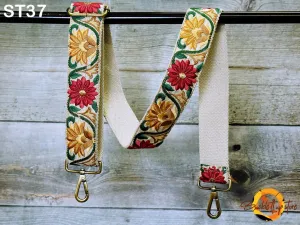 Embroidered Purse Strap Crossbody Strap for Purses Handbag Boho Bag Strap Floral Embroidery Replacement Strap Boho Guitar Strap Gift for her