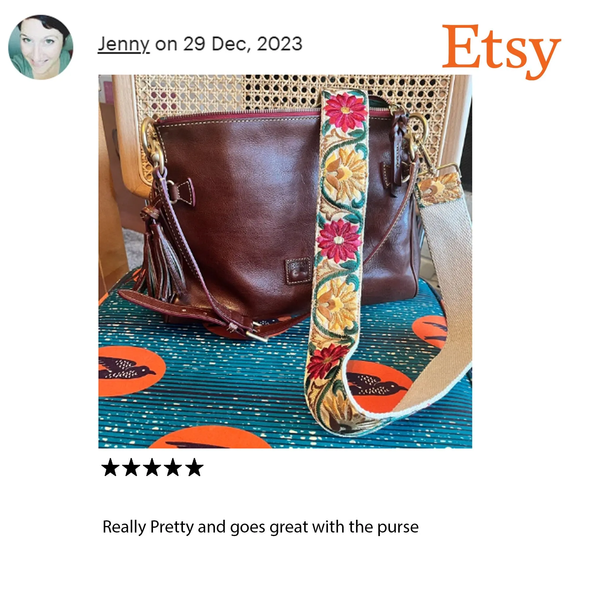 Embroidered Purse Strap Crossbody Strap for Purses Handbag Boho Bag Strap Floral Embroidery Replacement Strap Boho Guitar Strap Gift for her