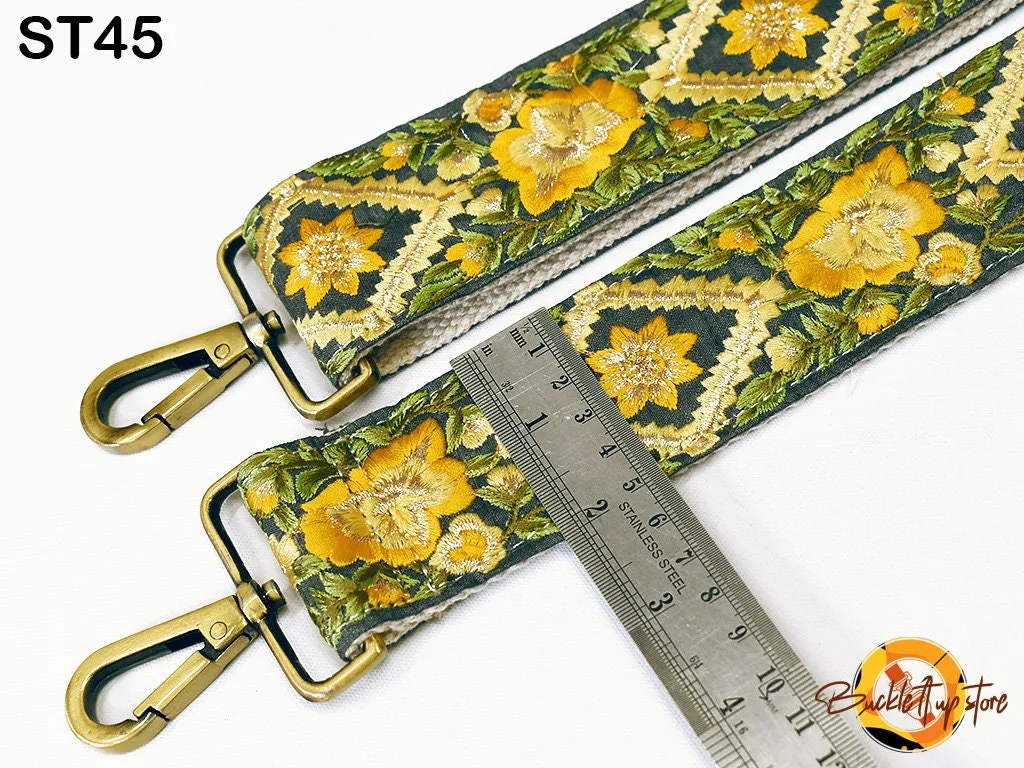 Embroidered Purse Strap Crossbody Strap for Purses Handbag Boho Bag Strap Floral Embroidery Replacement Strap Boho Guitar Strap Gift for her