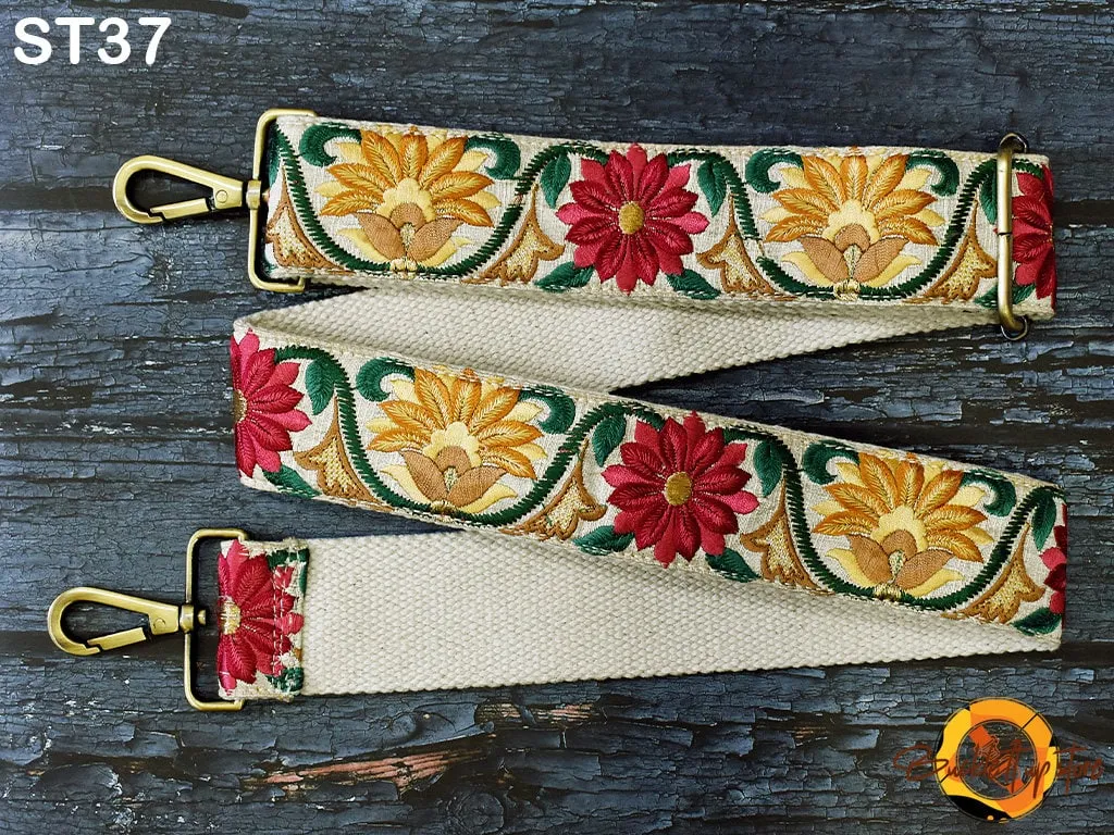 Embroidered Purse Strap Crossbody Strap for Purses Handbag Boho Bag Strap Floral Embroidery Replacement Strap Boho Guitar Strap Gift for her