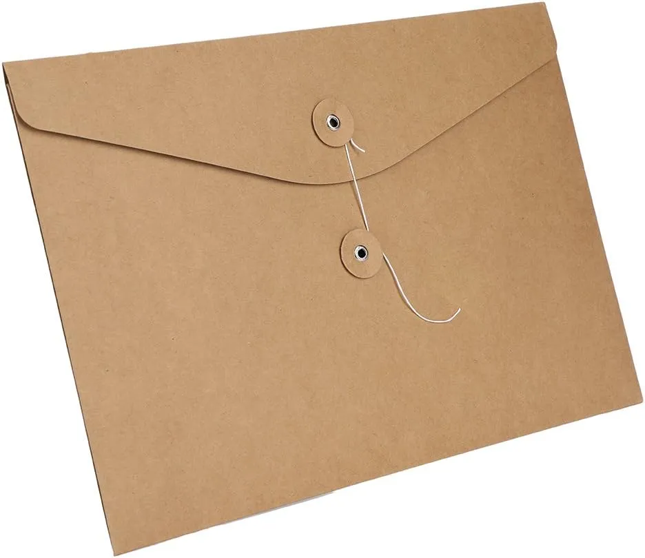 Envelope File Folders Project Organizer Document Holder, A4 Letter Size Kraft String Tie Closure Reusable Office Folder Booklet Bag-10 Pack
