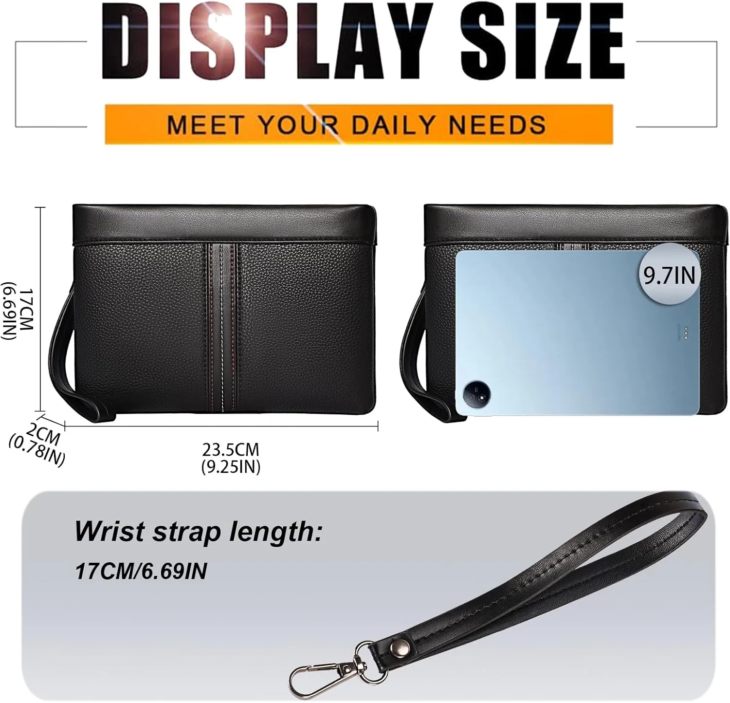 Eshow Clutch Purse for Men, Wallet Long with Zipper Men's Coin Purse Business Card Holders Gift for Father Boyfriend