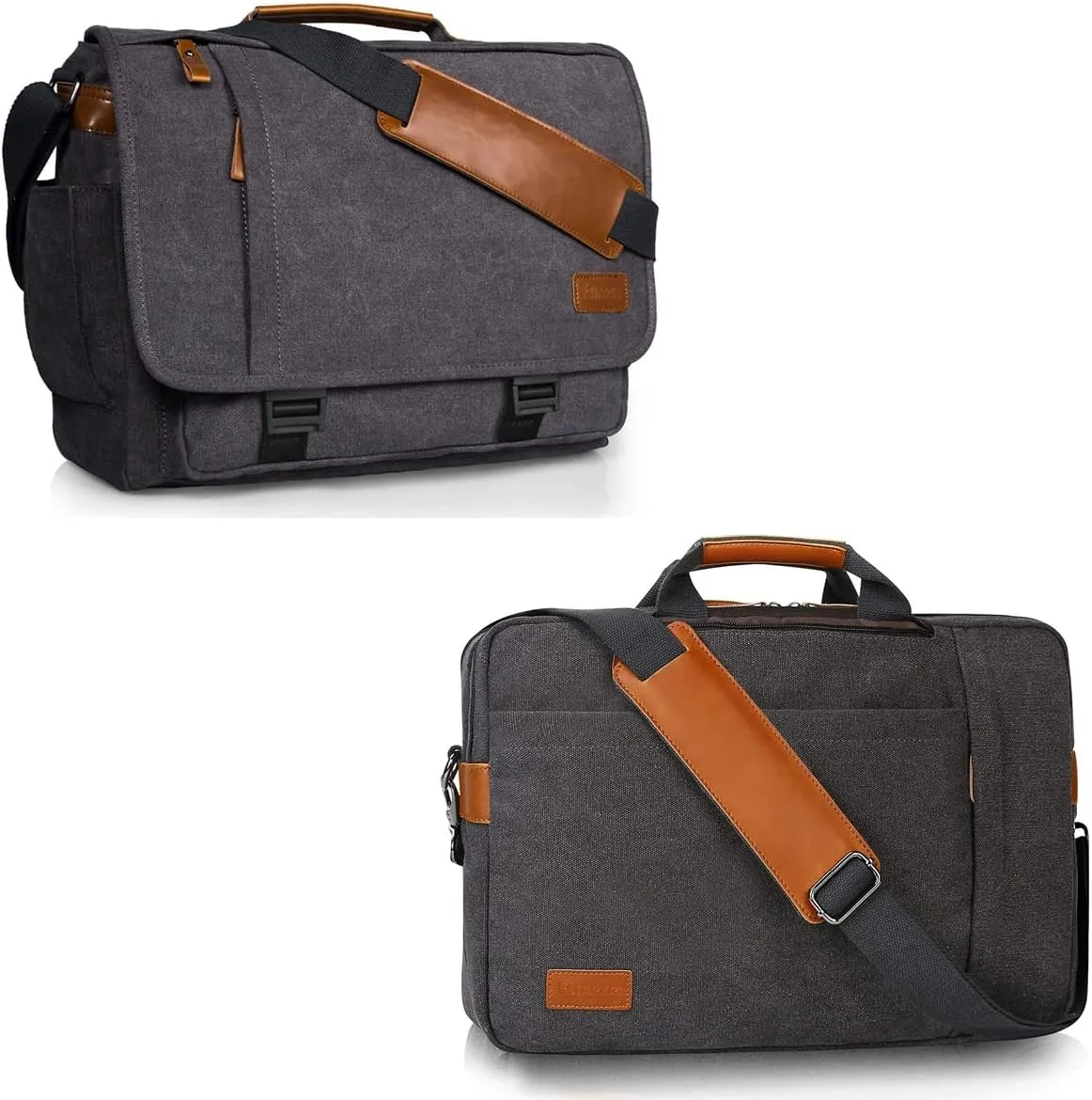ESTARER 17-17.3 Inch Computer Messenger Bag & 17.3 Inch Laptop Messenger Bag Water Resistant 3 in 1 Convertible Backpack