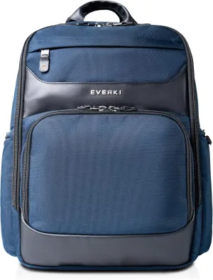 EVERKI Onyx Premium Business Executive Laptop Backpack – Ballistic Nylon & Leather Office Laptop Bagpack, Office Backpack, Business Computer Bag, Dedicated Compartment up to 17.3" (EKP132S17N), Navy
