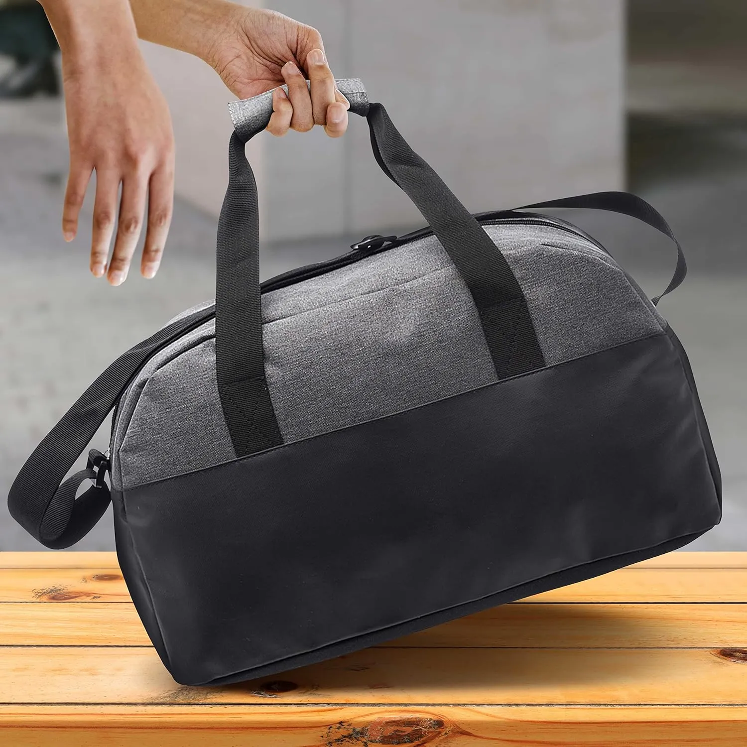 Executive Two-Tone Duffel Bags Set of 6, Bulk Pack - Great for Everyday Use, Perfect for Business Travels, Executives Trips and More - Grey