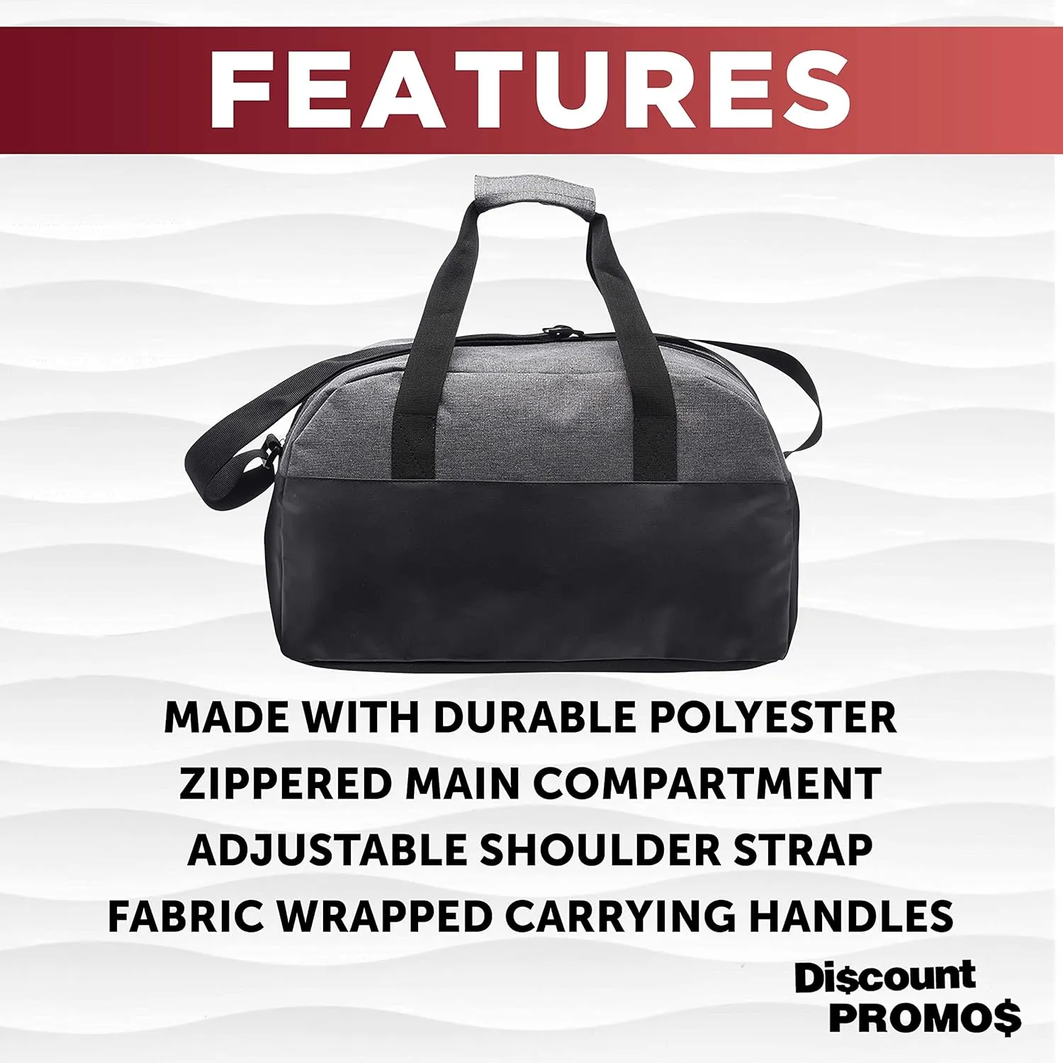 Executive Two-Tone Duffel Bags Set of 6, Bulk Pack - Great for Everyday Use, Perfect for Business Travels, Executives Trips and More - Grey