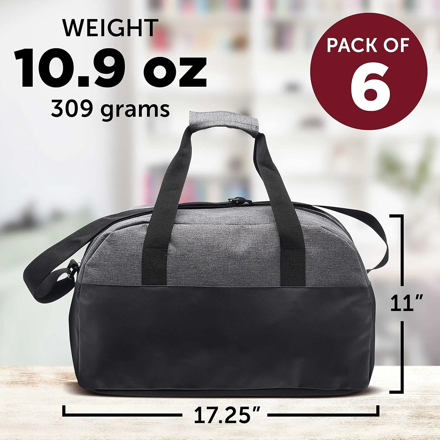 Executive Two-Tone Duffel Bags Set of 6, Bulk Pack - Great for Everyday Use, Perfect for Business Travels, Executives Trips and More - Grey