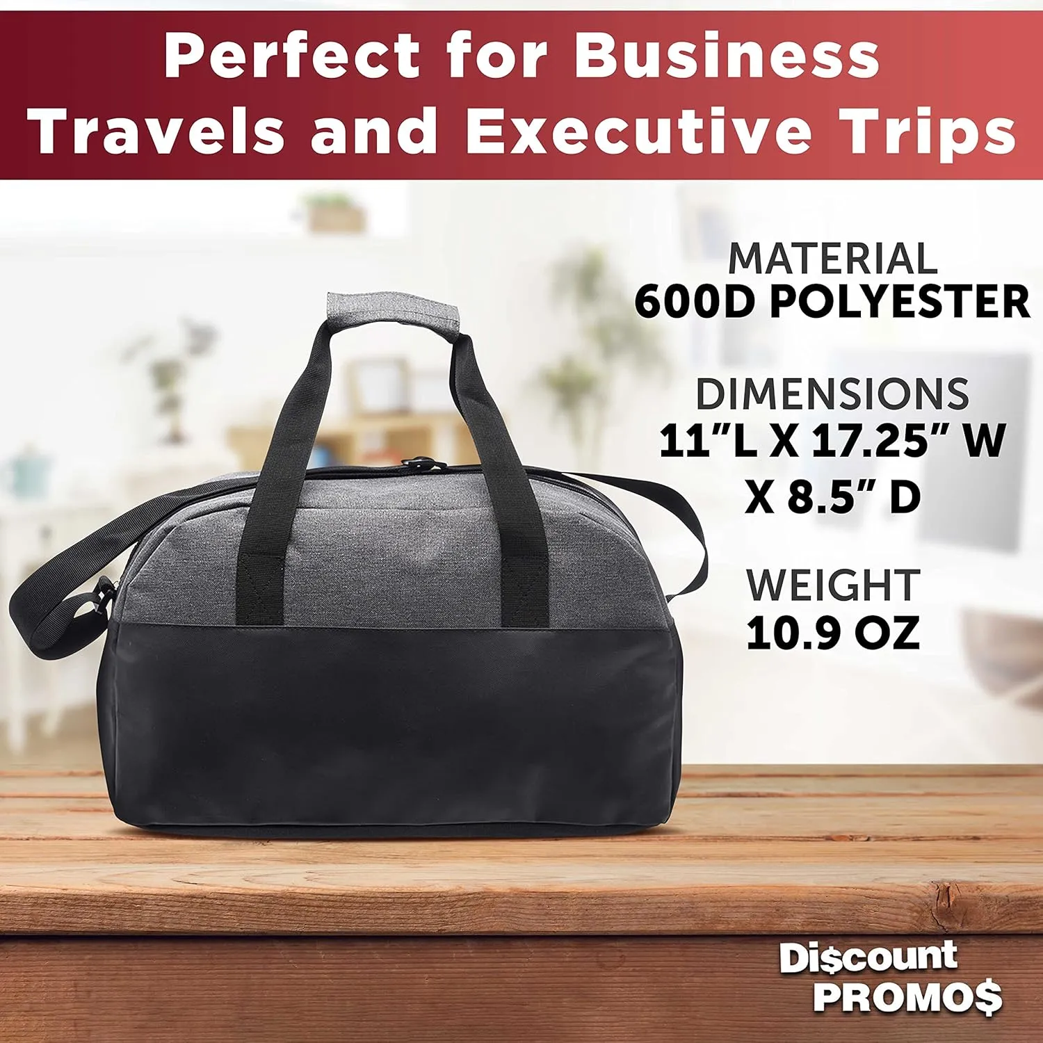 Executive Two-Tone Duffel Bags Set of 6, Bulk Pack - Great for Everyday Use, Perfect for Business Travels, Executives Trips and More - Grey