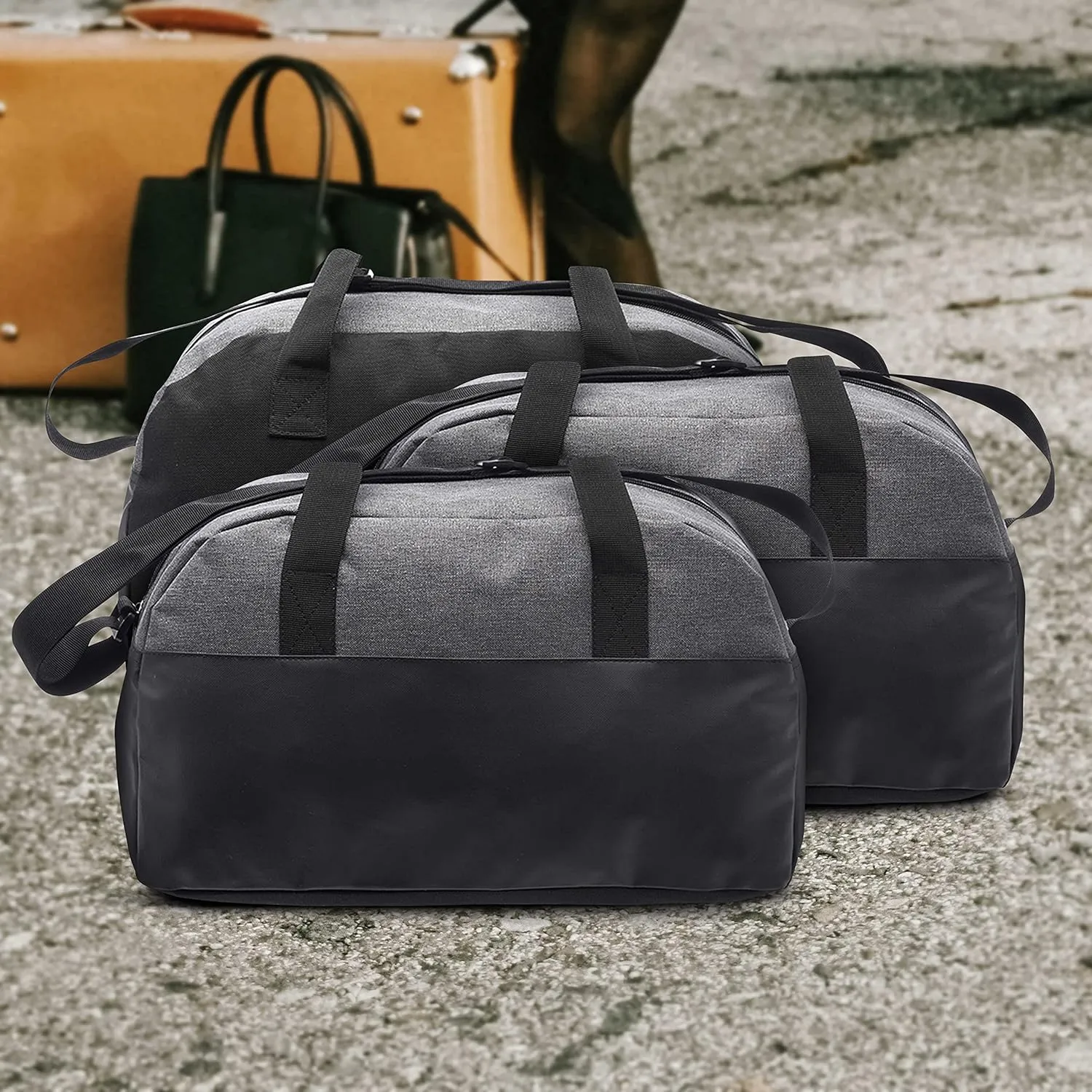 Executive Two-Tone Duffel Bags Set of 6, Bulk Pack - Great for Everyday Use, Perfect for Business Travels, Executives Trips and More - Grey