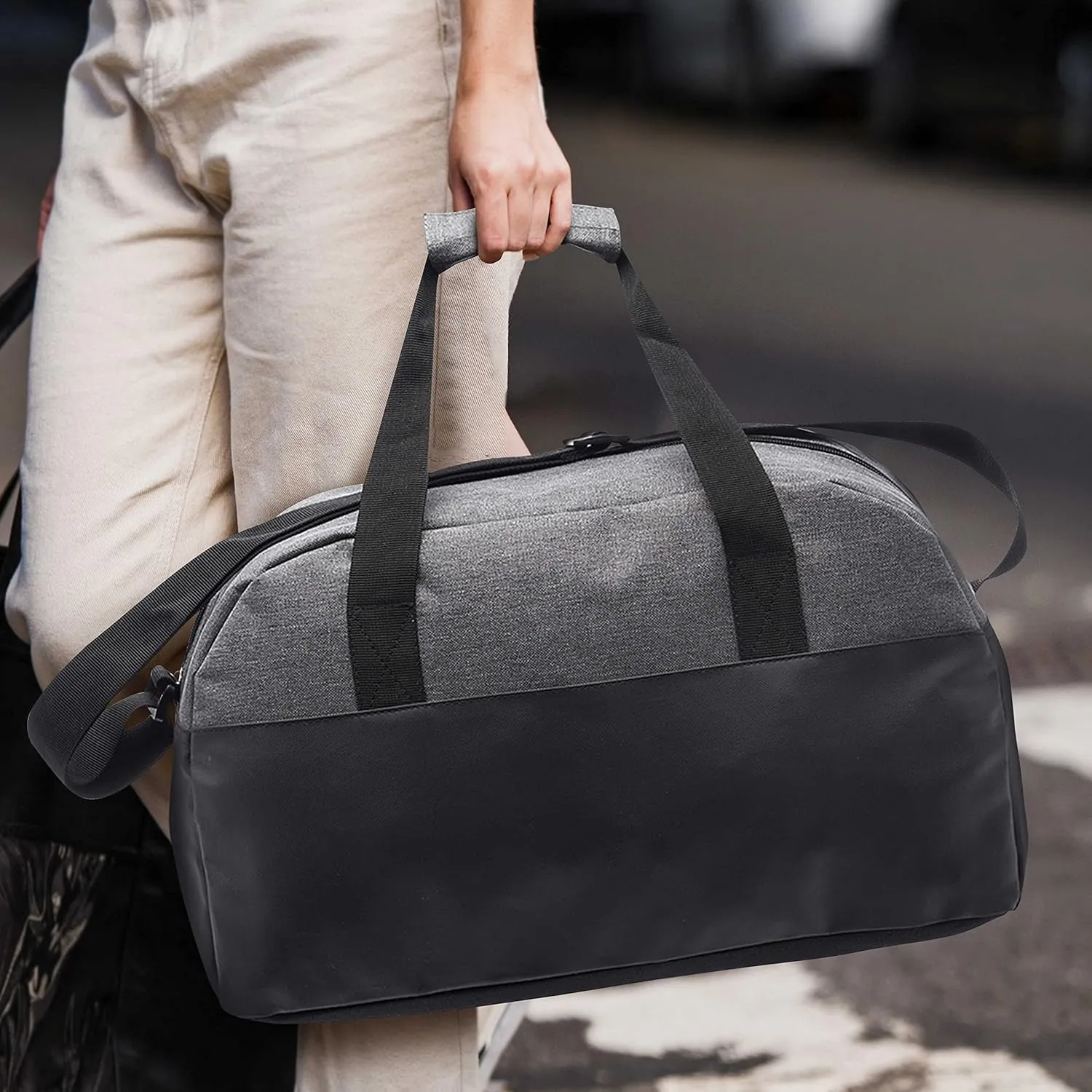 Executive Two-Tone Duffel Bags Set of 6, Bulk Pack - Great for Everyday Use, Perfect for Business Travels, Executives Trips and More - Grey