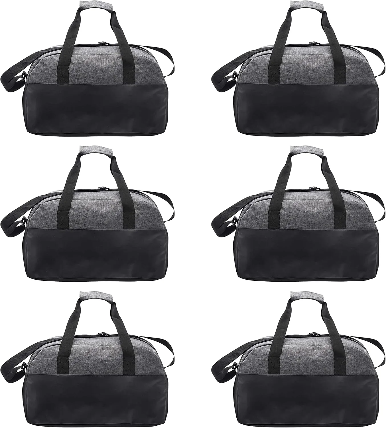 Executive Two-Tone Duffel Bags Set of 6, Bulk Pack - Great for Everyday Use, Perfect for Business Travels, Executives Trips and More - Grey