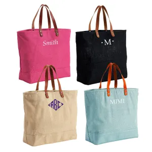 Extra Large Weekender Bag With Zip Top Closure - Personalized Tote Bag For Women Embroidered Monogram Weekender Bag Leather Strap Handles Oversized Beach Bag - Wedding Bridesmaid Gift