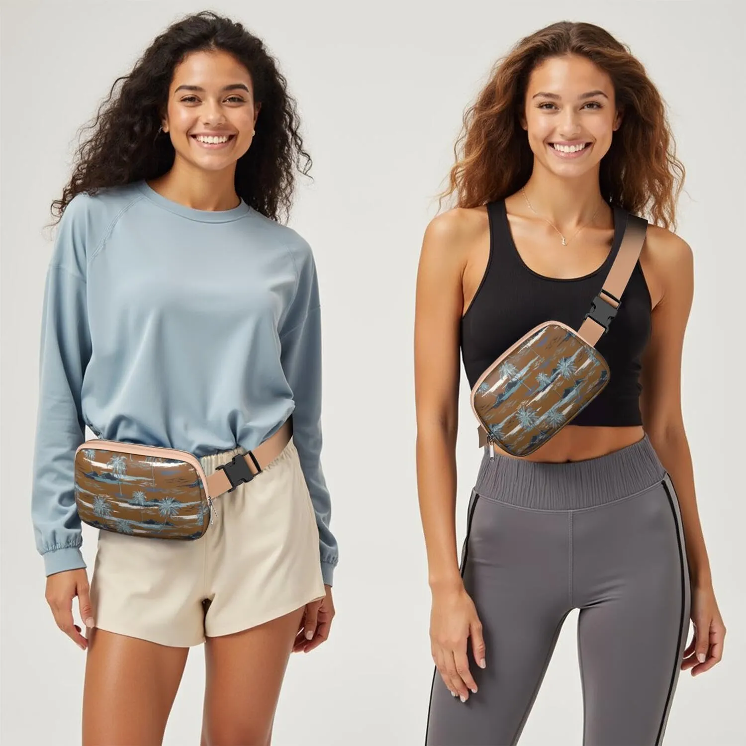 Fanny Pack for Women,Mini Waterproof Hawaiian theme Belt Bag,Fashionable Crossbody,Cute Everywhere Belt Bags Fanny Pack for Hiking,Travel.