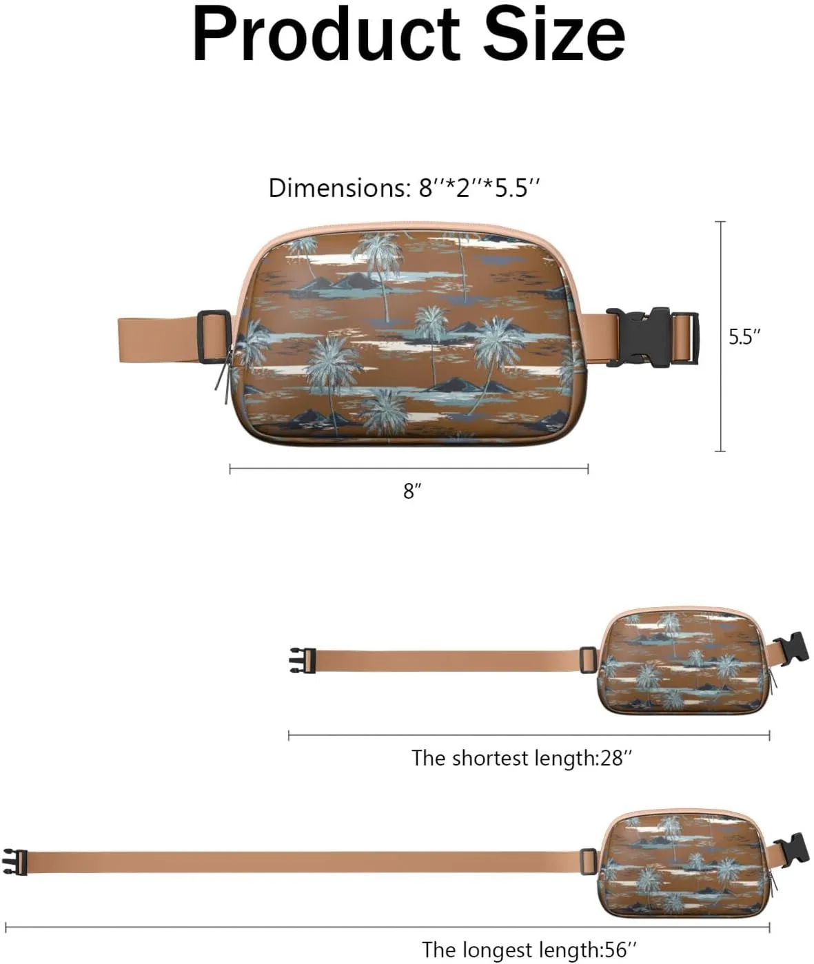Fanny Pack for Women,Mini Waterproof Hawaiian theme Belt Bag,Fashionable Crossbody,Cute Everywhere Belt Bags Fanny Pack for Hiking,Travel.