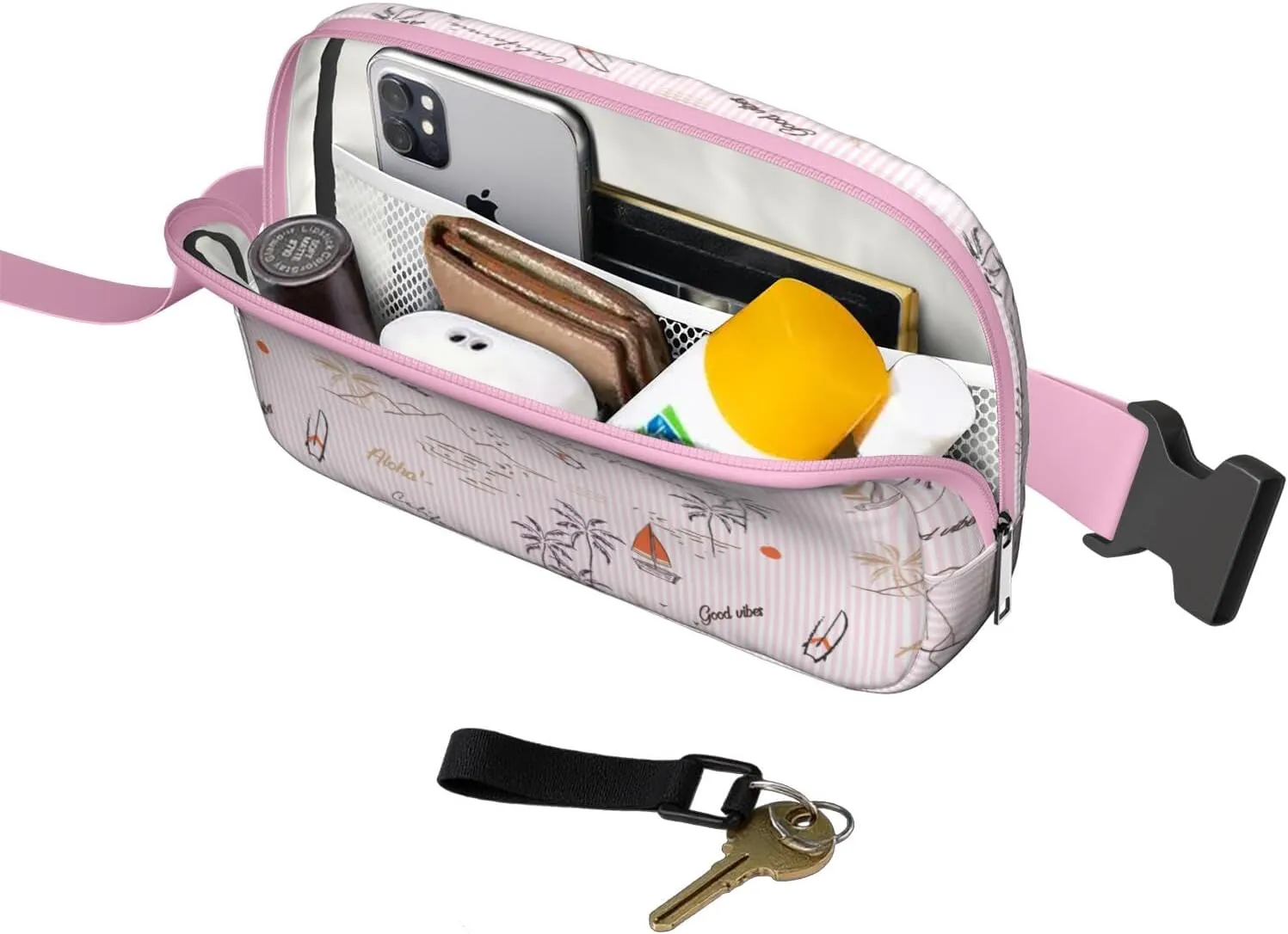 Fanny Pack for Women,Mini Waterproof Hawaiian theme Belt Bag,Fashionable Crossbody,Cute Everywhere Belt Bags Fanny Pack for Hiking,Travel.