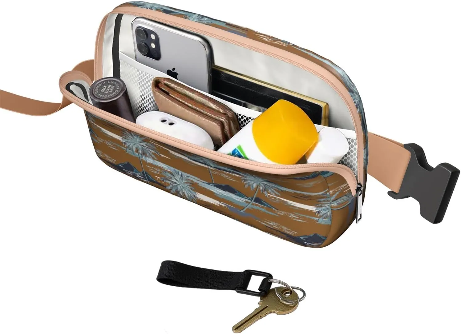 Fanny Pack for Women,Mini Waterproof Hawaiian theme Belt Bag,Fashionable Crossbody,Cute Everywhere Belt Bags Fanny Pack for Hiking,Travel.