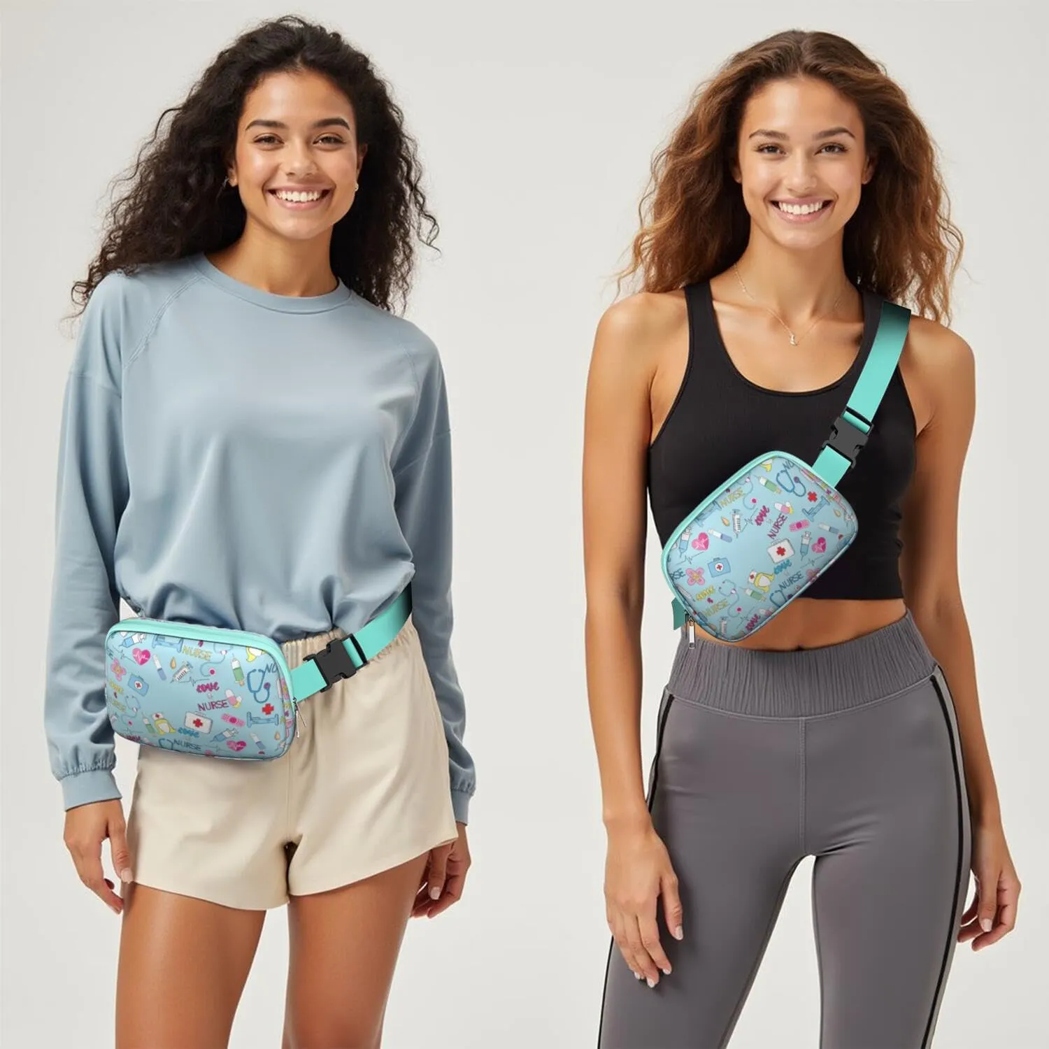Fanny Pack for Women,Mini Waterproof Nurse theme Belt Bag,Fashionable Crossbody,Cute Everywhere Belt Bags Fanny Pack for Hiking, Travel.