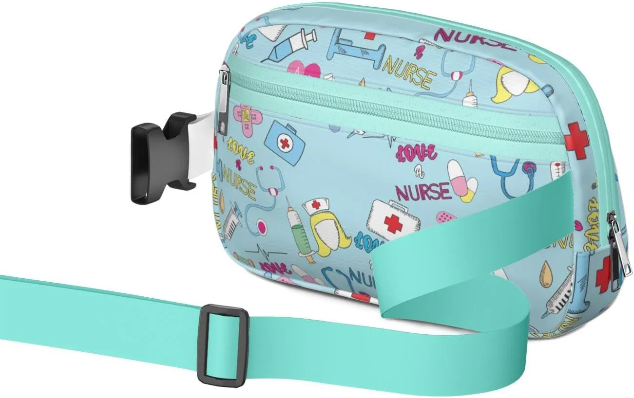 Fanny Pack for Women,Mini Waterproof Nurse theme Belt Bag,Fashionable Crossbody,Cute Everywhere Belt Bags Fanny Pack for Hiking, Travel.