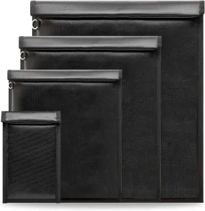 Faraday Bags, Anti-Tracking Faraday Cage, Set of 4 Sizes for Small Size Laptops, Tablets, Phones and Car Keys, RFID Signal Blocker Pouch, Fireproof & Waterproof
