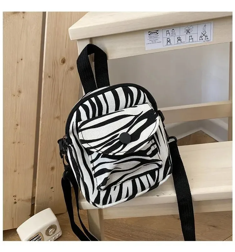 Fashion Canvas Handbag Women's Retro Cow Color Satchels Large Capacity School Bag Casual Shoulder Crossbody Bag Mobile Phone Bag
