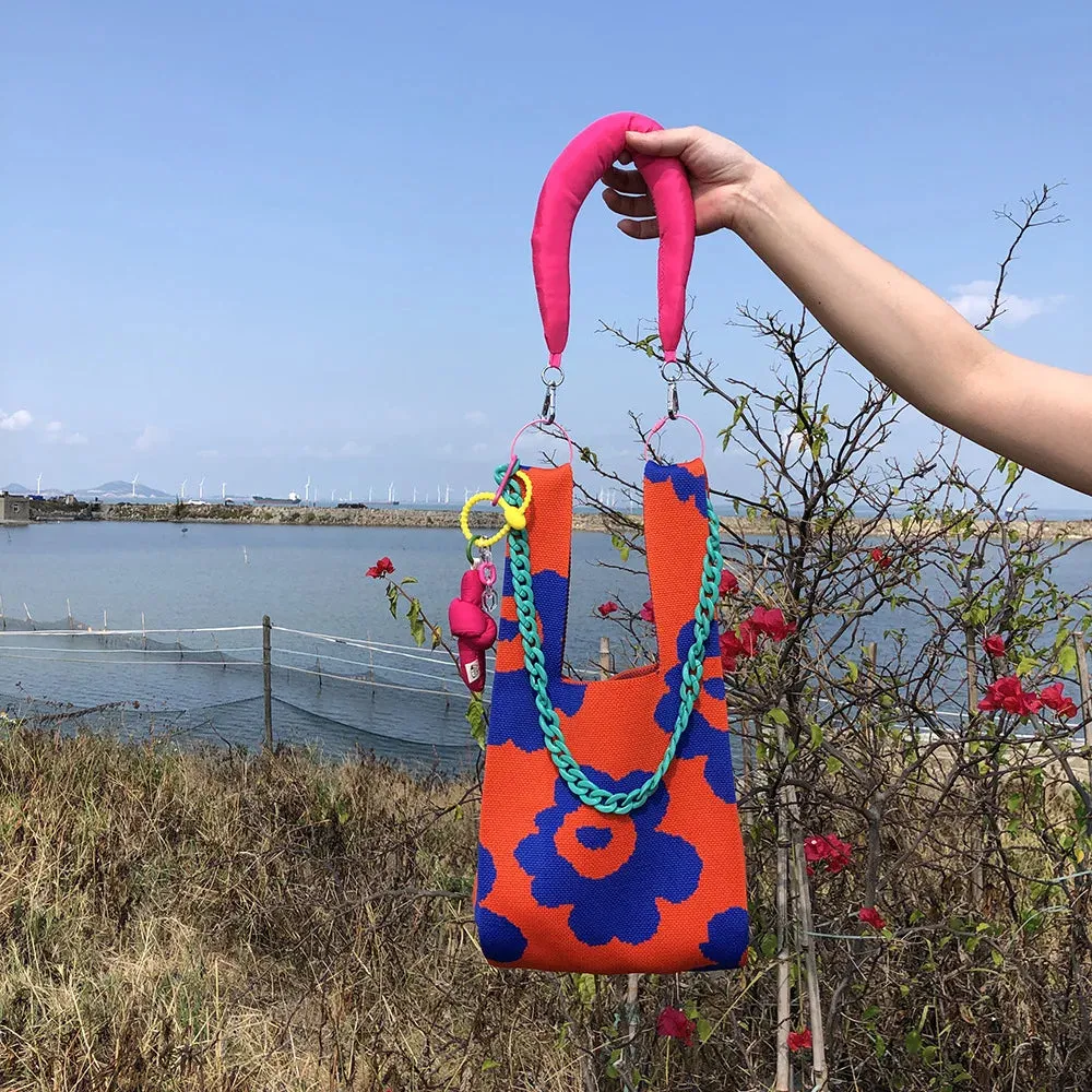 Fashion flower Crochet Wrist Bag Tote Acrylic Chains Women's Handbags Designer Knitting Shoulder Bags for Women Shopper Bag