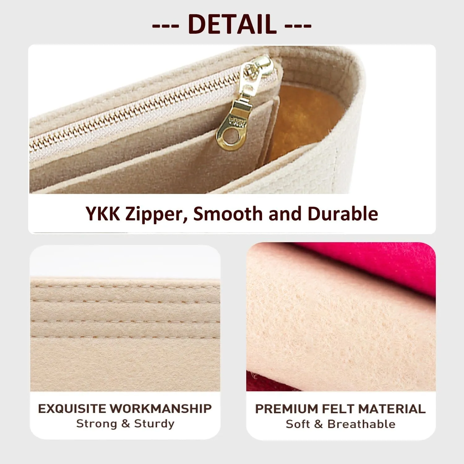 Felt Mini Purse Organizer Insert with Zipper Compatible with GG Marmont Matelasse Shoulder Bag