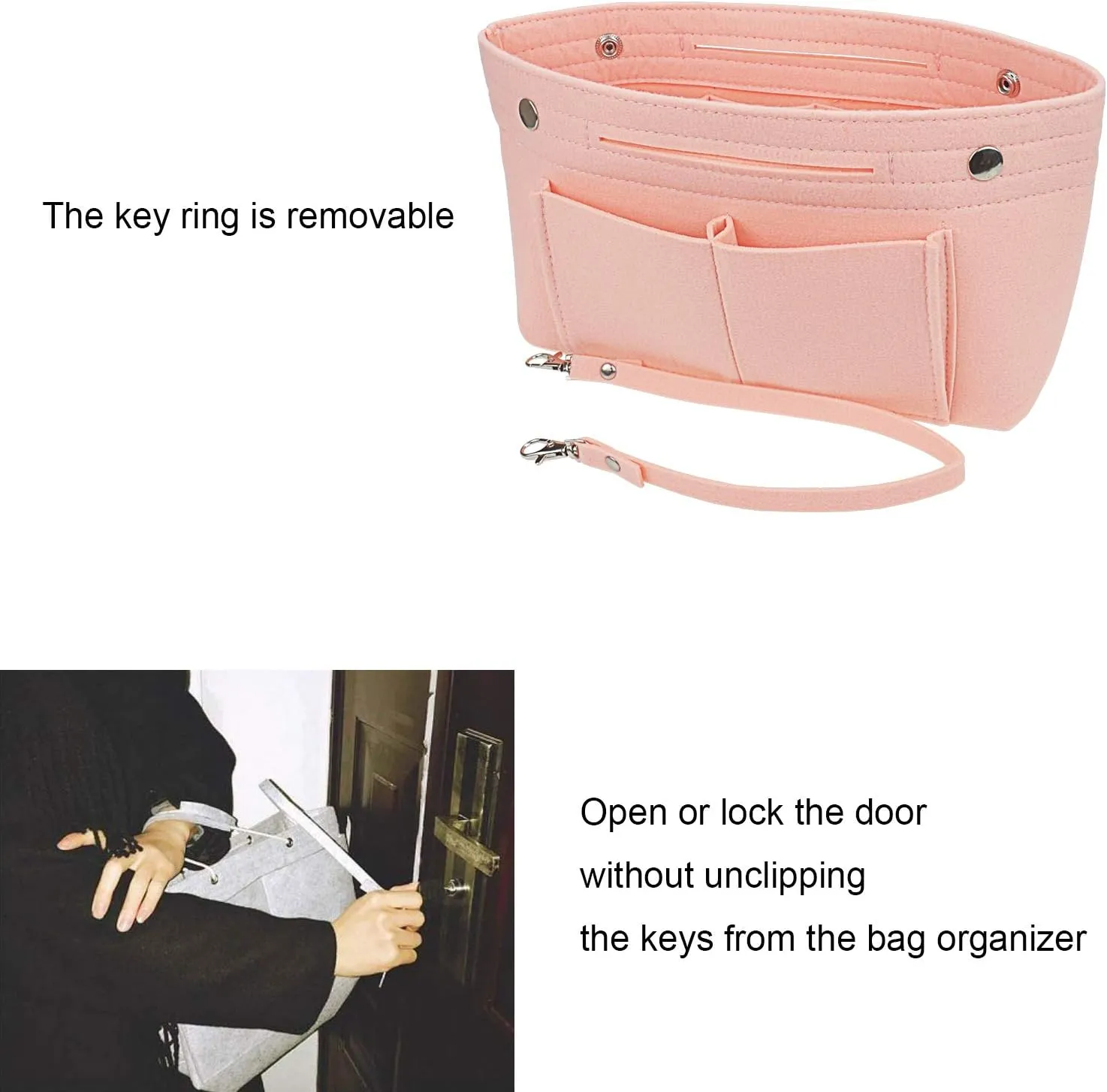 Felt Tote Handbag Purse Organizer Insert Divider Shaper Bag in Bag