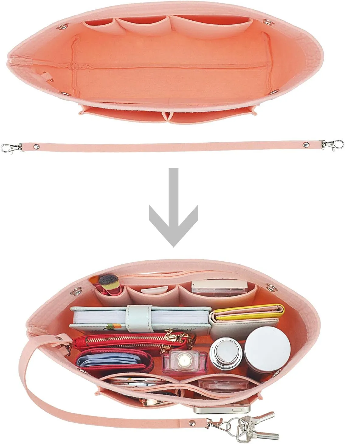 Felt Tote Handbag Purse Organizer Insert Divider Shaper Bag in Bag