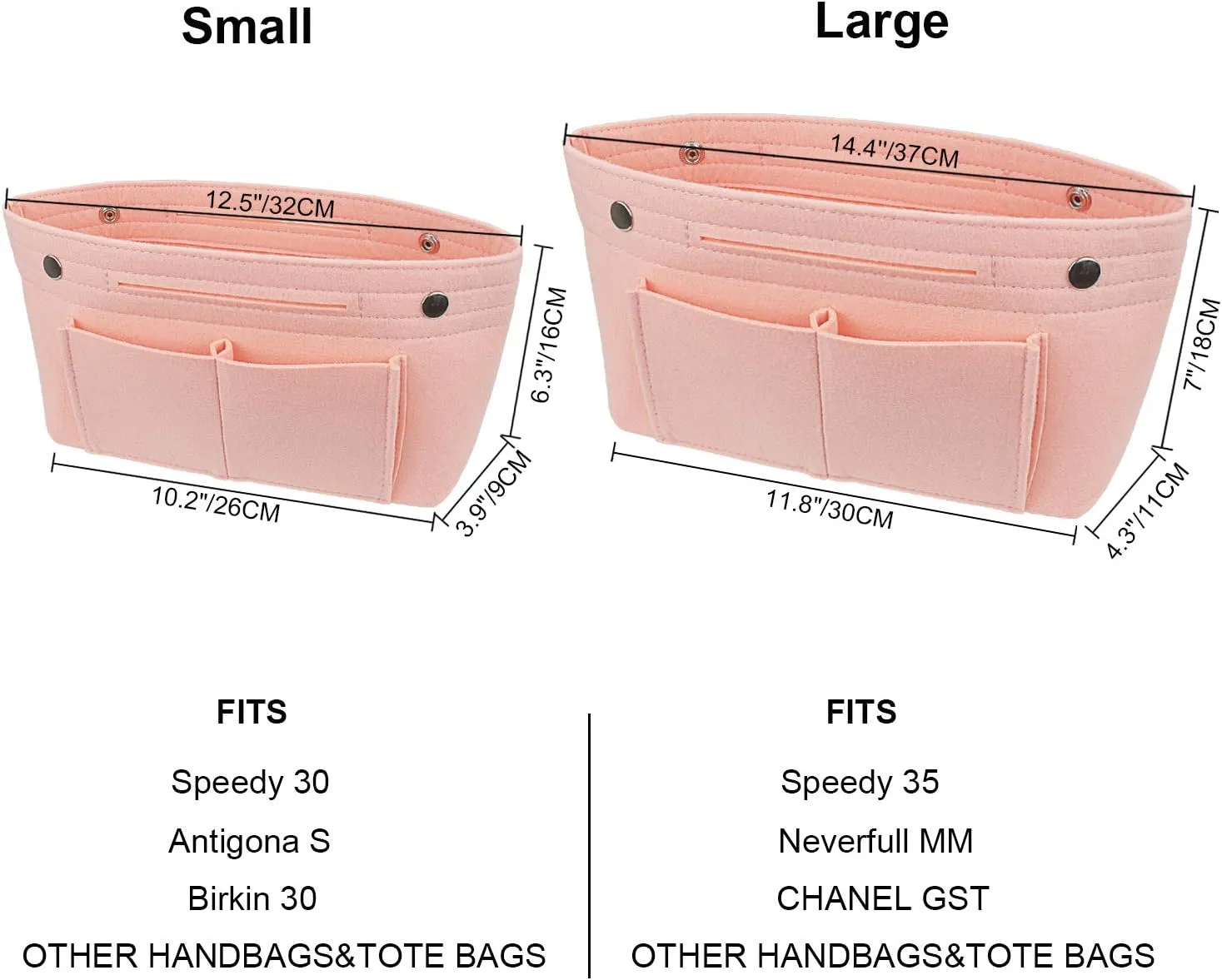 Felt Tote Handbag Purse Organizer Insert Divider Shaper Bag in Bag