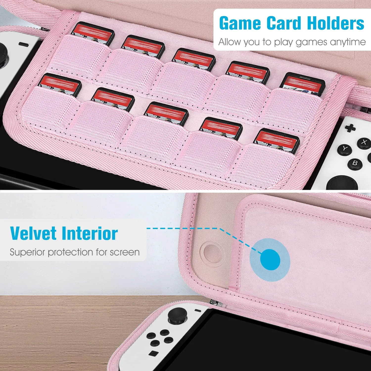 FINTIE Slim Carrying Case for Nintendo Switch OLED Model 2021/Switch 2017 - [Slim Fit] Shockproof Protective Travel Storage Bag with 10 Game Cartridges, Fantacy Ombre
