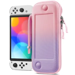 FINTIE Slim Carrying Case for Nintendo Switch OLED Model 2021/Switch 2017 - [Slim Fit] Shockproof Protective Travel Storage Bag with 10 Game Cartridges, Fantacy Ombre